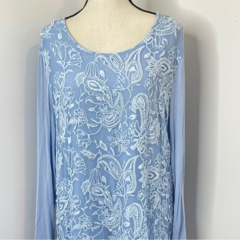 Euc Soft Surroundings Adele Silk Embroidered Tuni… - image 7